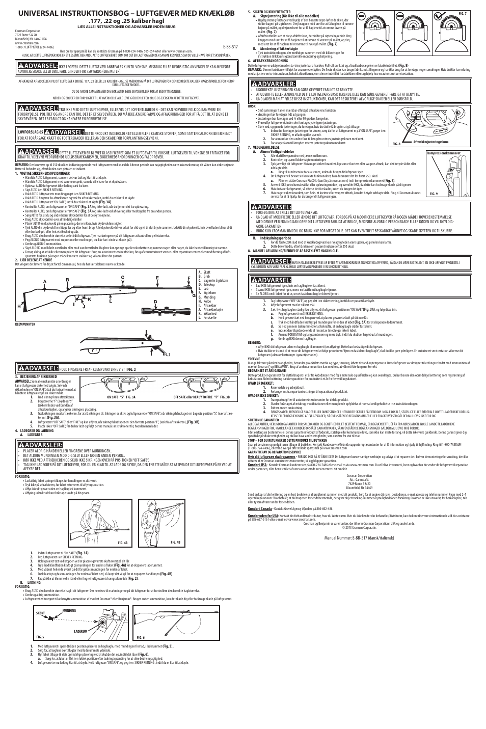 Universal instruktionsbog – luftgevær med knækløb, Breech | Crosman CBNP17SX User Manual | Page 5 / 6