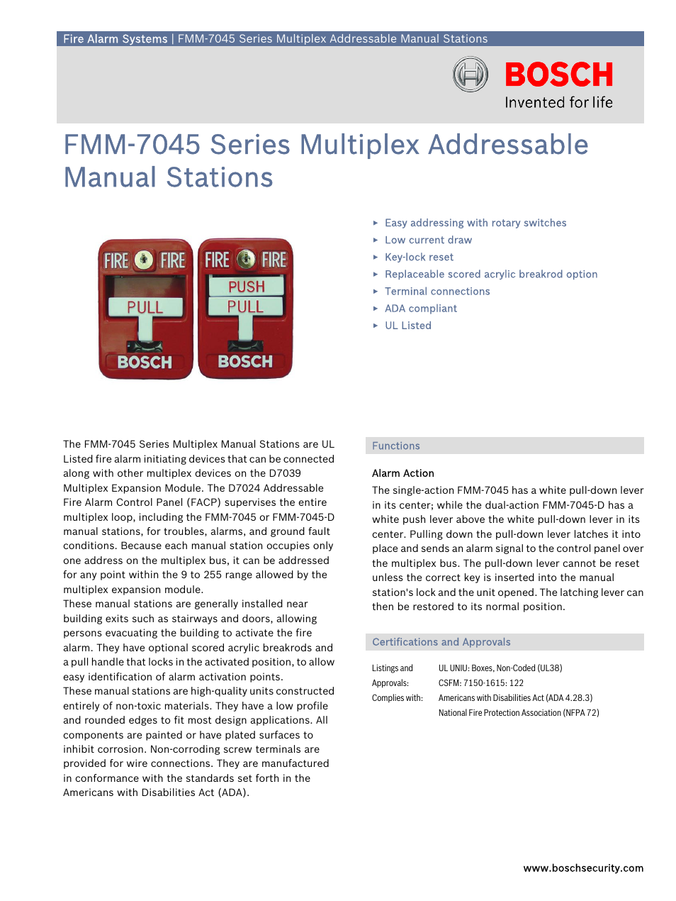 Bosch FMM-7045 Series User Manual | 2 pages
