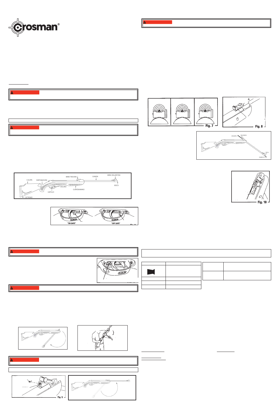 Manual del propietario, Phantom modelo cs1k77, Advertencia | Crosman CS1K77 User Manual | Page 2 / 2