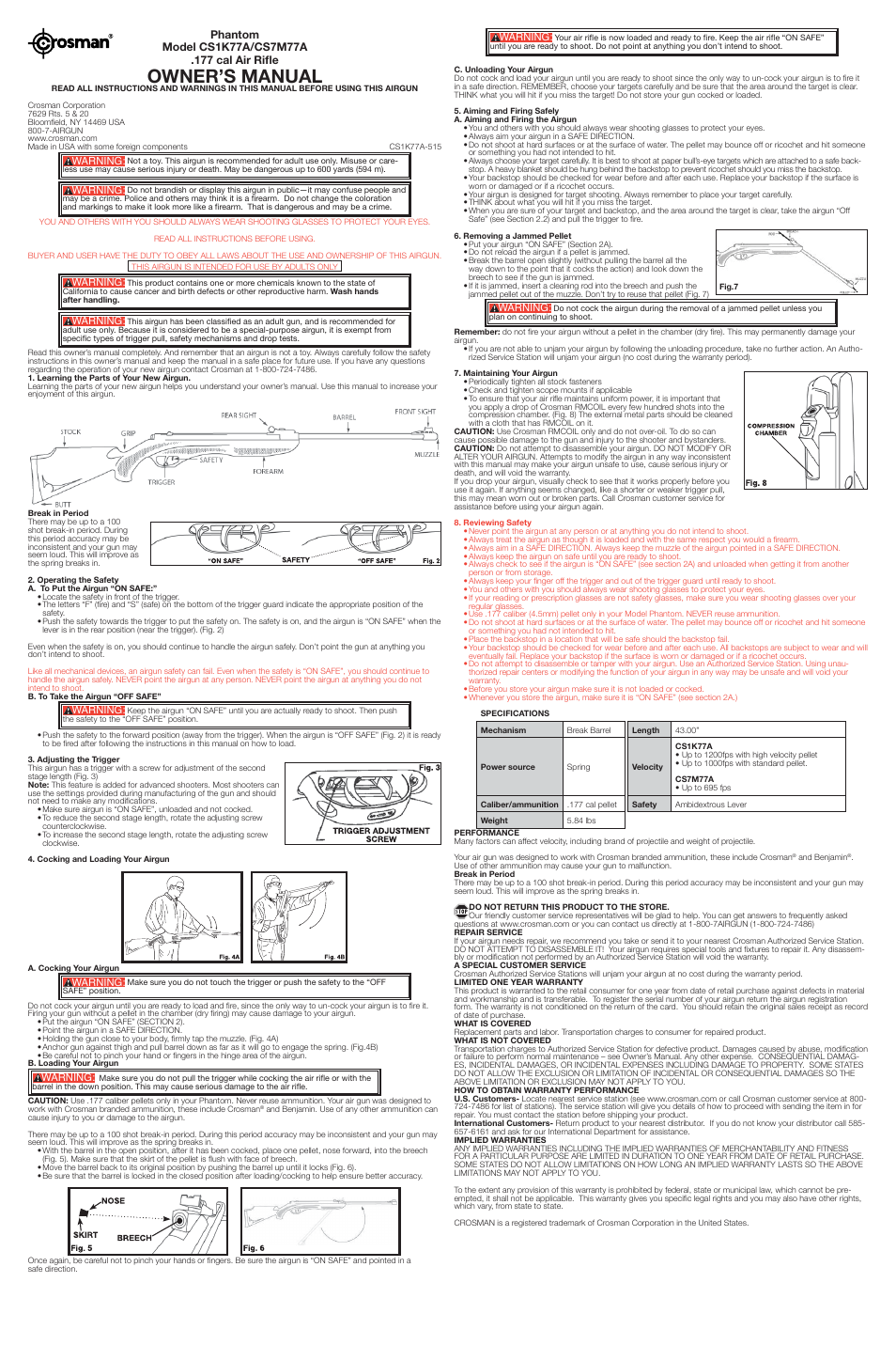 Crosman CS1K77A User Manual | 2 pages