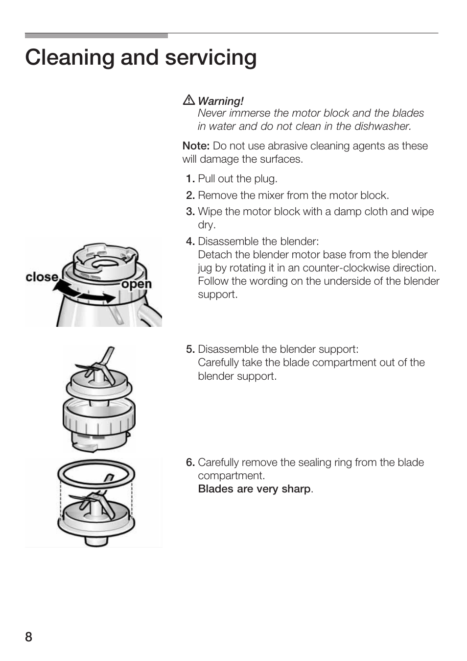 Cleaning and servicing | Bosch MMB 1000 UC User Manual | Page 8 / 14