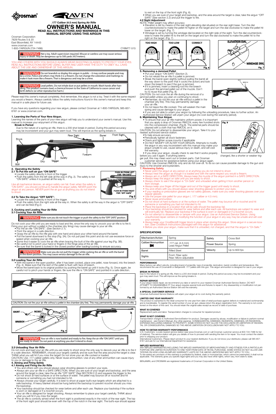 Crosman CY6M77 User Manual | 2 pages