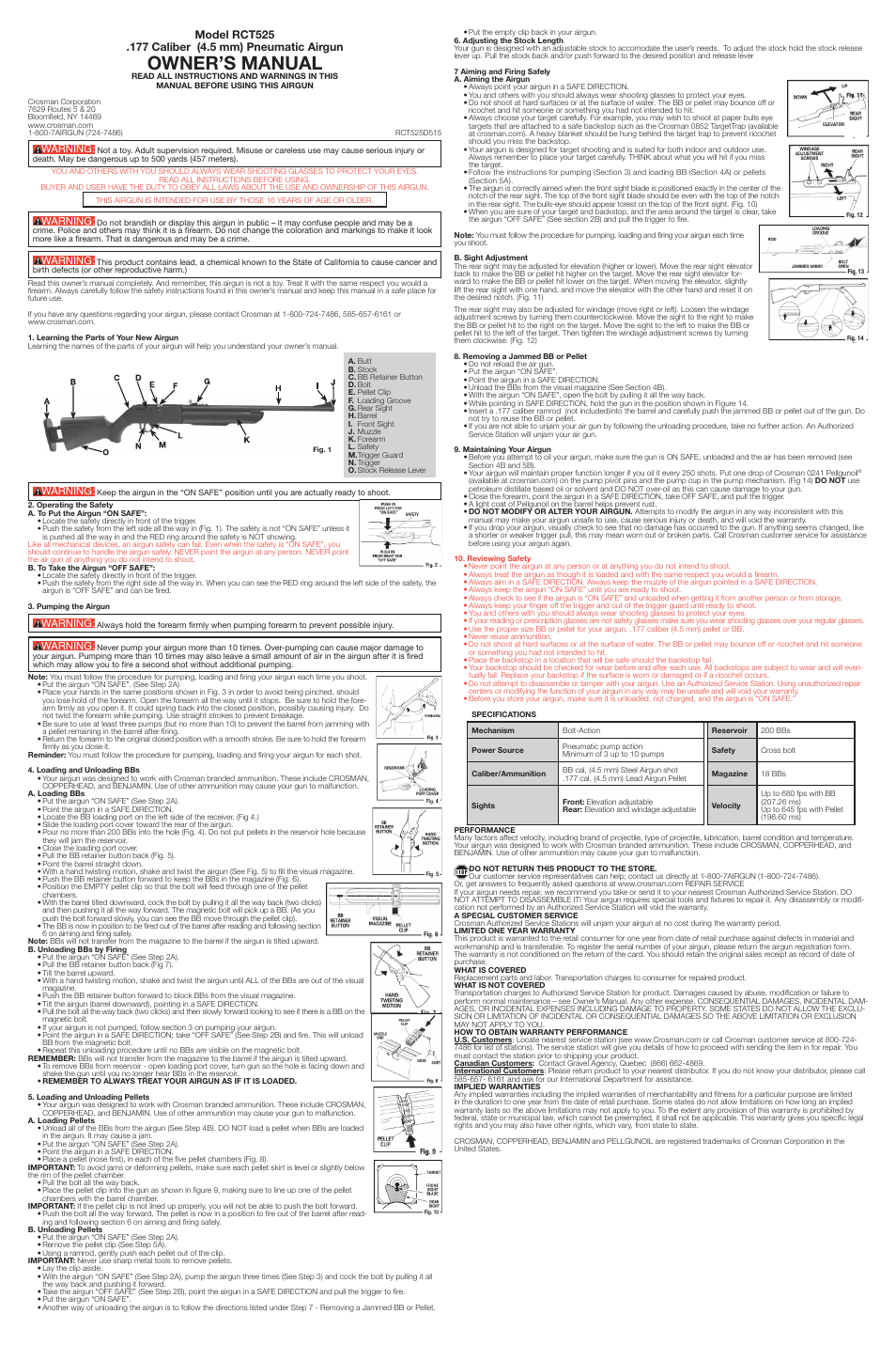 Crosman RCT525 User Manual | 2 pages