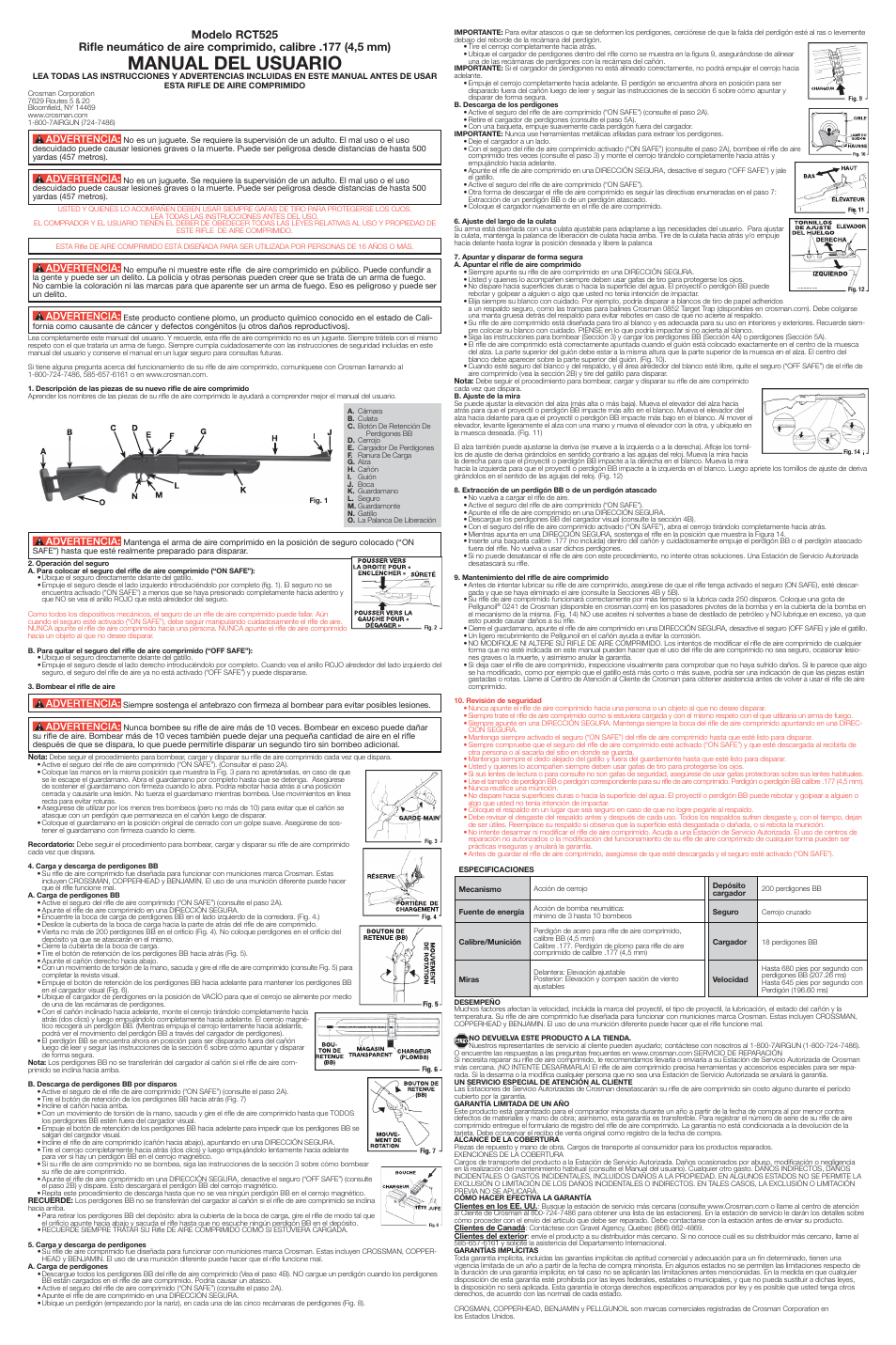 Manual del usuario | Crosman RCT525 User Manual | Page 2 / 2