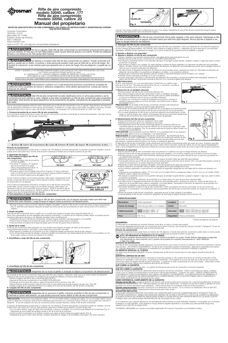 Manual del propietario | Crosman 32040 User Manual | Page 2 / 2