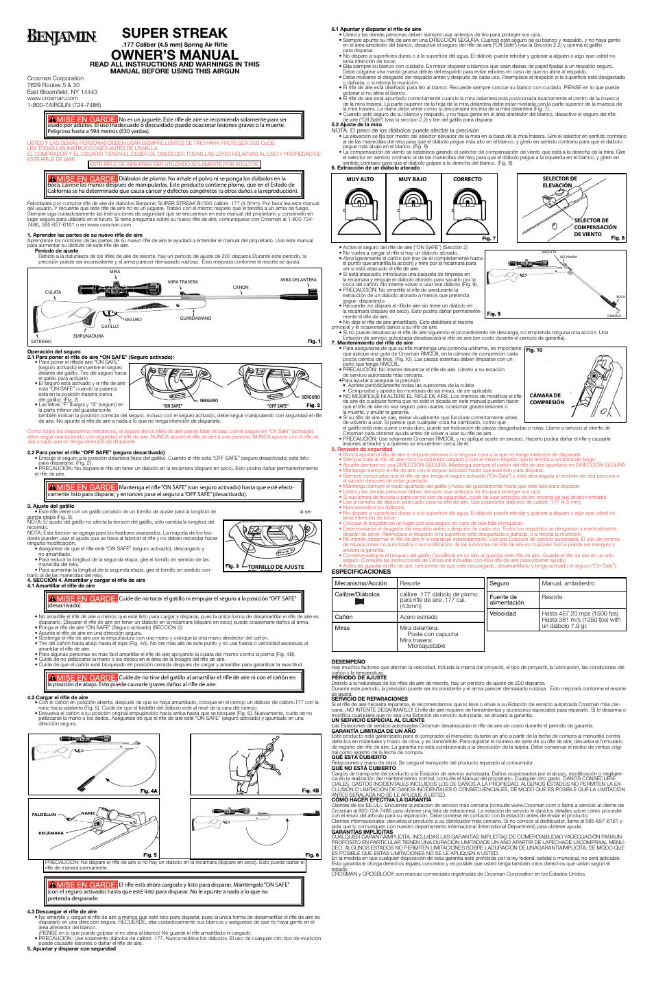Super streak, Owner’s manual | Crosman B1500STM User Manual | Page 2 / 2