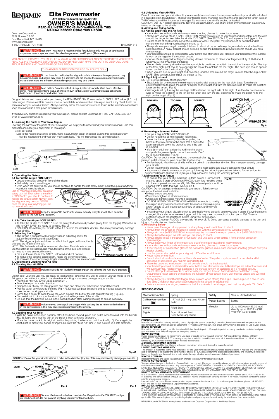 Crosman B1500EP User Manual | 2 pages