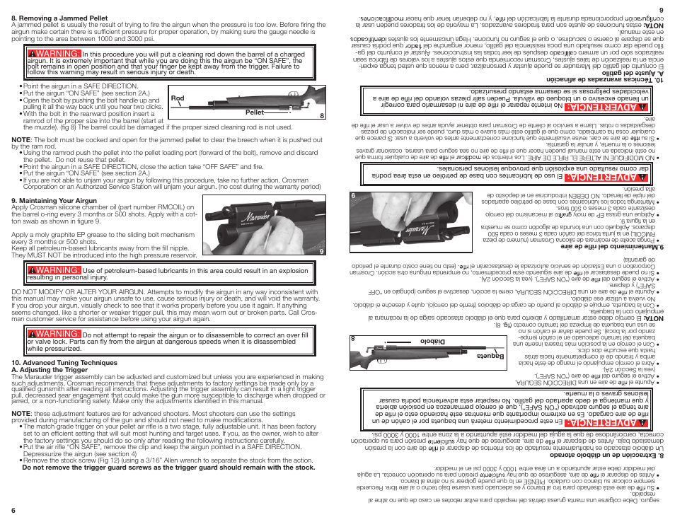 Advertencia | Crosman BP2563 User Manual | Page 6 / 10