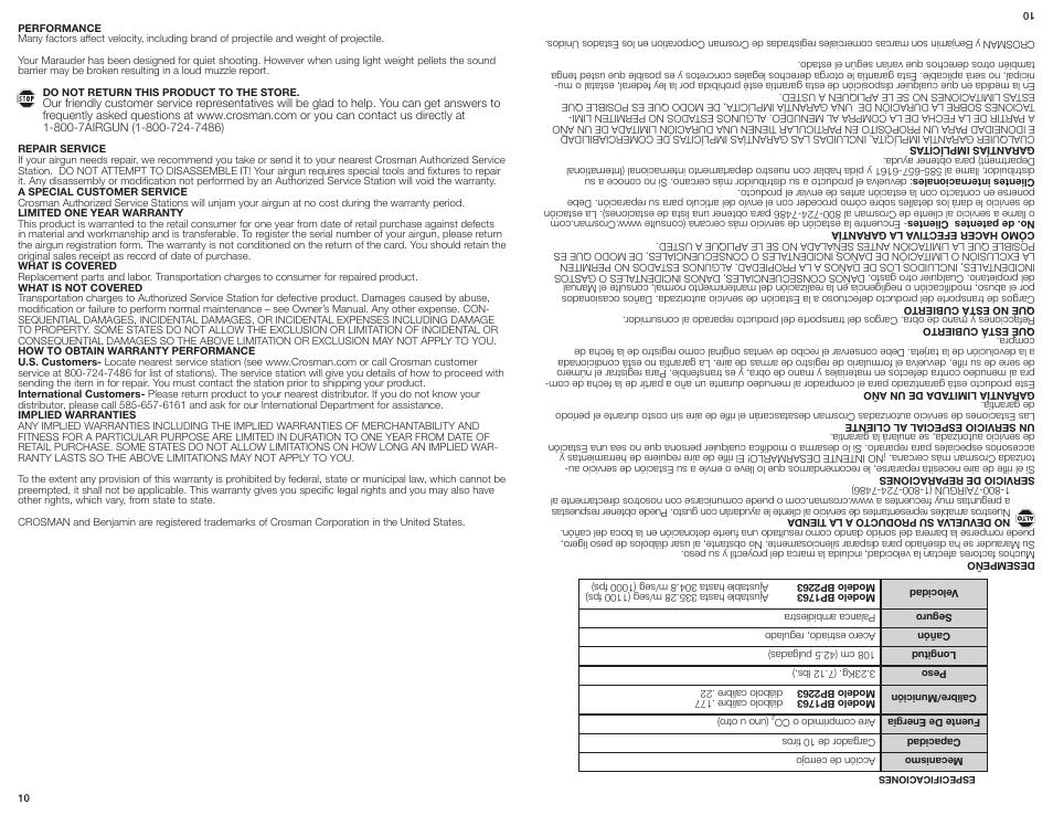 Crosman BP2263 User Manual | Page 10 / 10