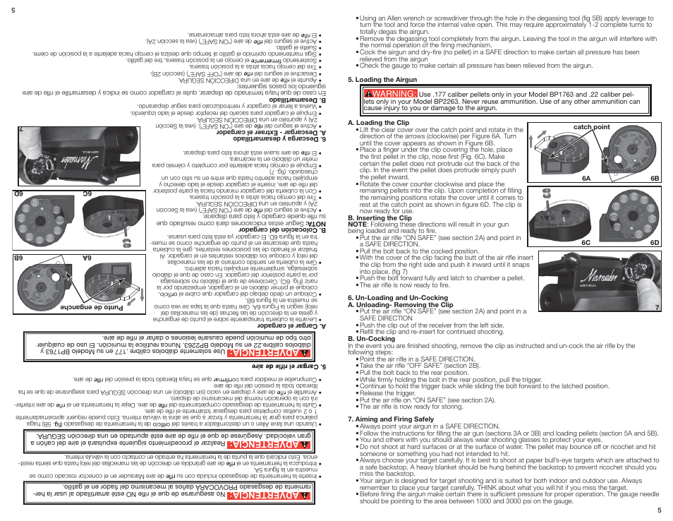 Advertencia | Crosman BP2263 User Manual | Page 5 / 10