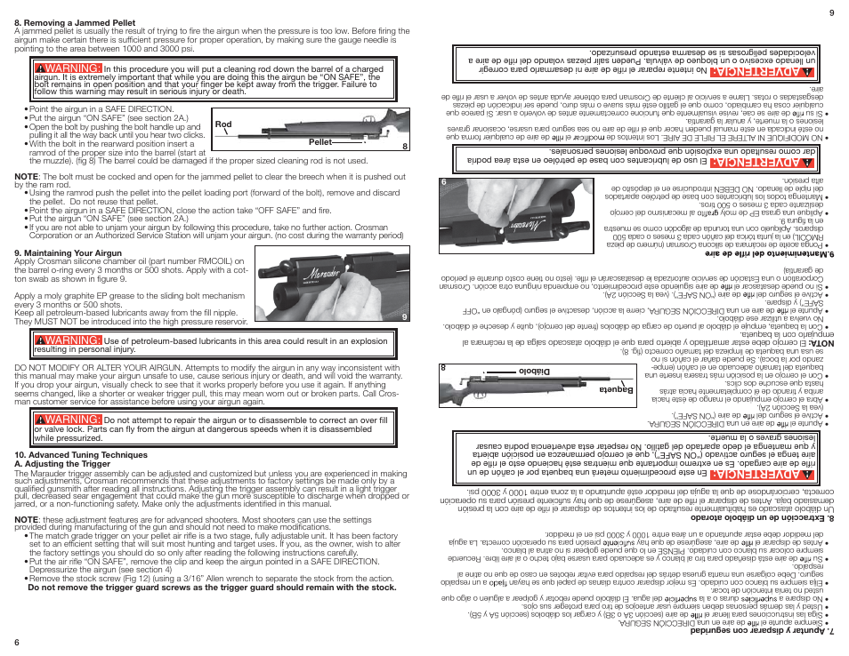 Advertencia | Crosman BP2263 User Manual | Page 6 / 10