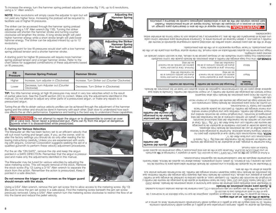 Advertencia | Crosman BP2263 User Manual | Page 8 / 10