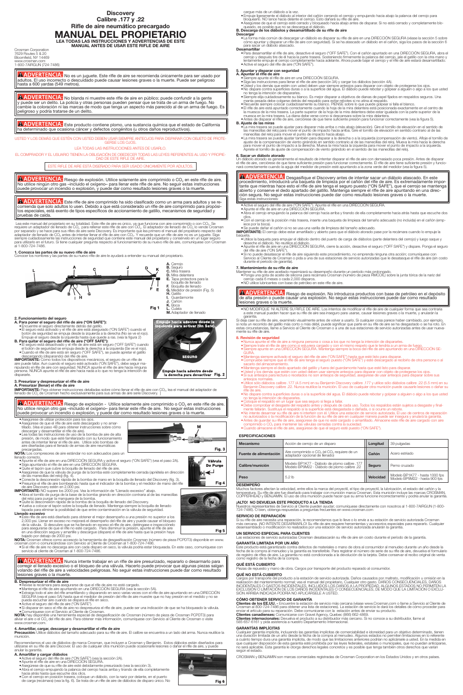 Manual del propietario | Crosman BP9M22GP User Manual | Page 2 / 2