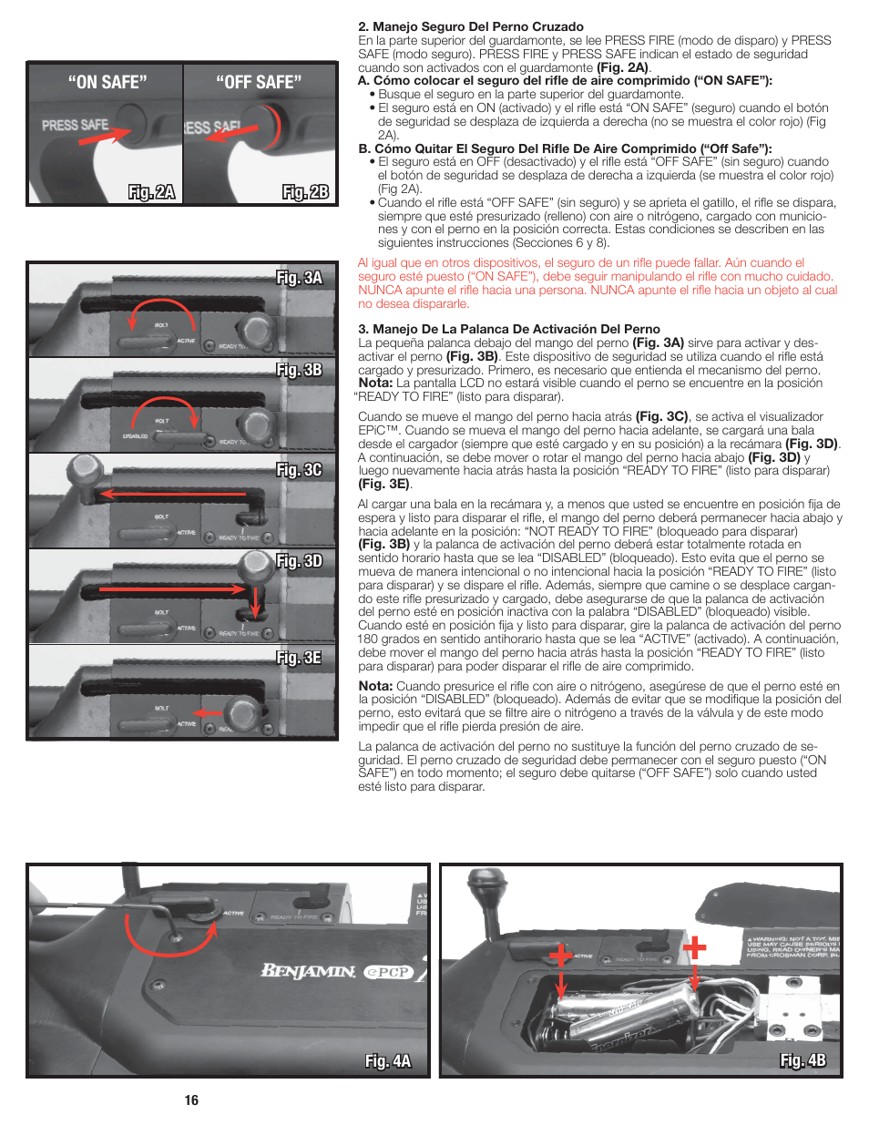 On safe” “off safe | Crosman BPE3571 User Manual | Page 16 / 24