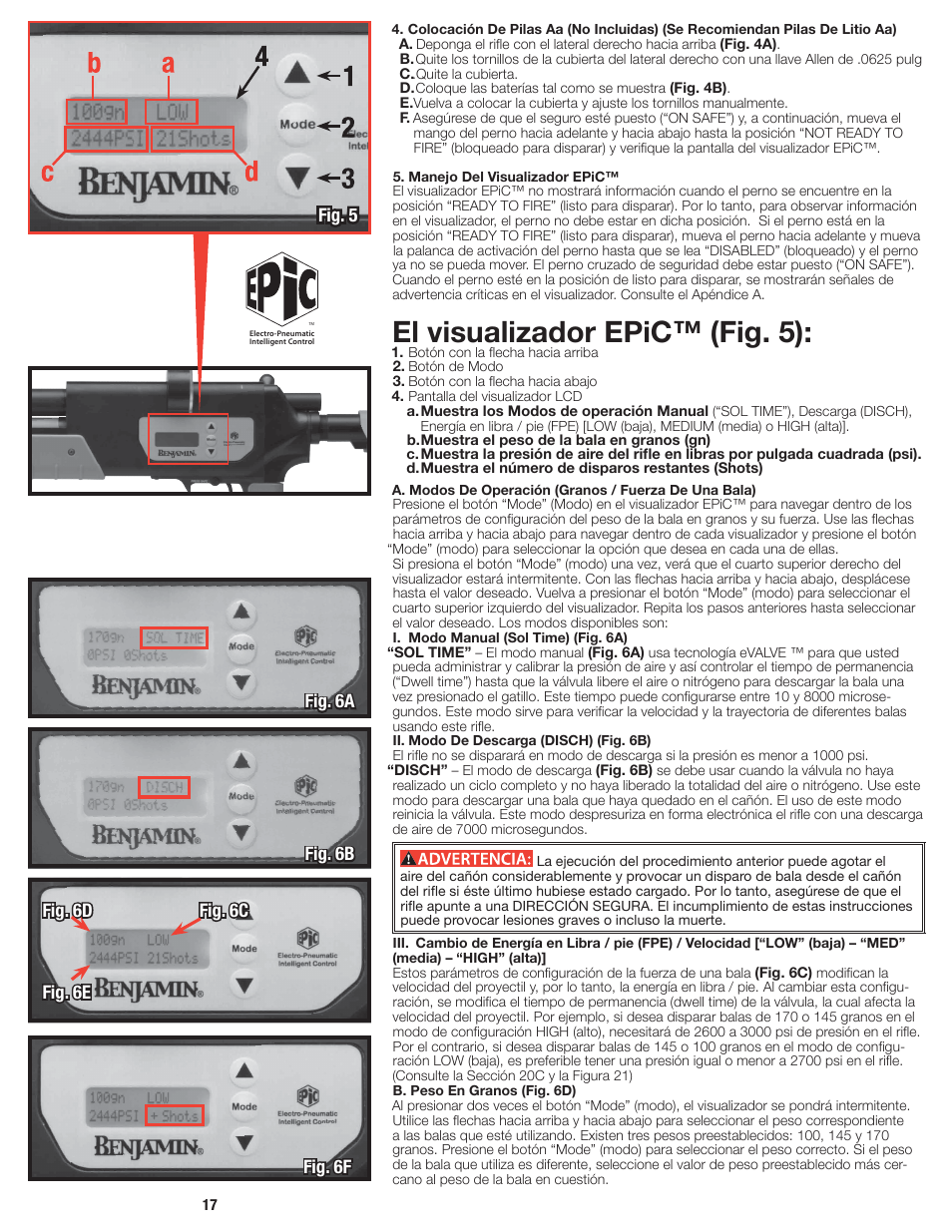 El visualizador epic™ (fig. 5), Fig. 5 | Crosman BPE3571 User Manual | Page 17 / 24