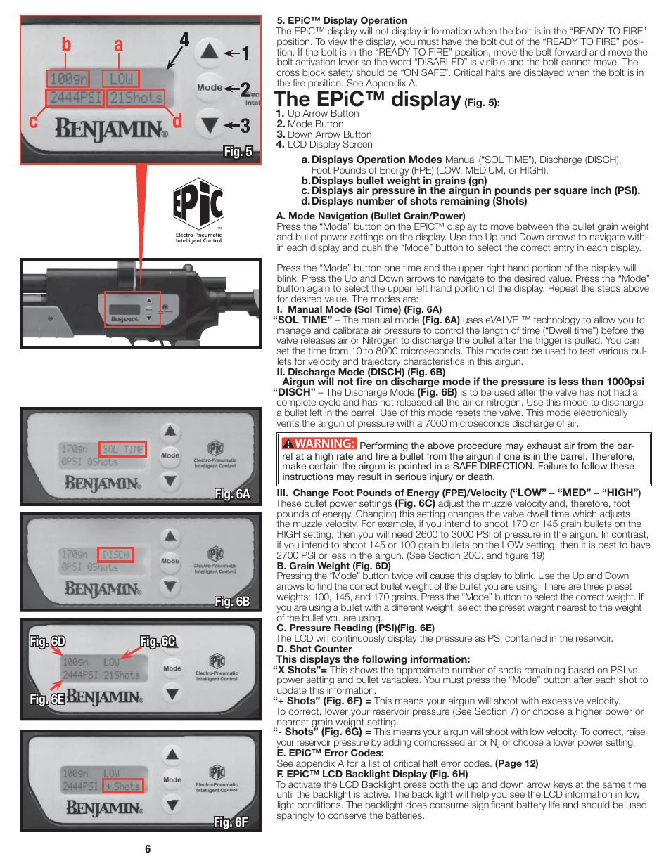 The epic™ display, Fig. 5 | Crosman BPE3571 User Manual | Page 6 / 24