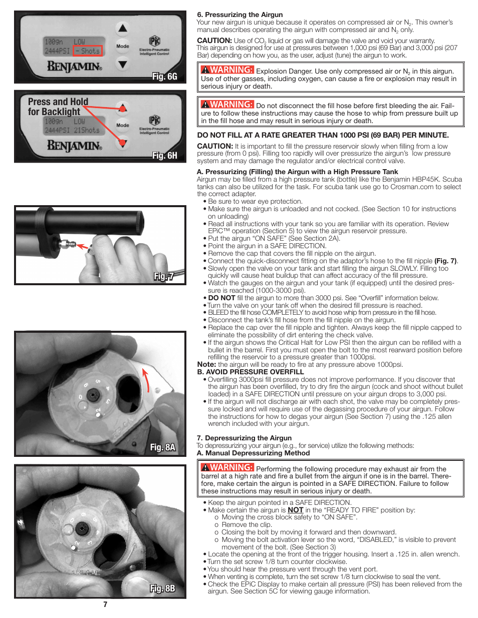 Press and hold for backlight, Fig. 6h | Crosman BPE3571 User Manual | Page 7 / 24
