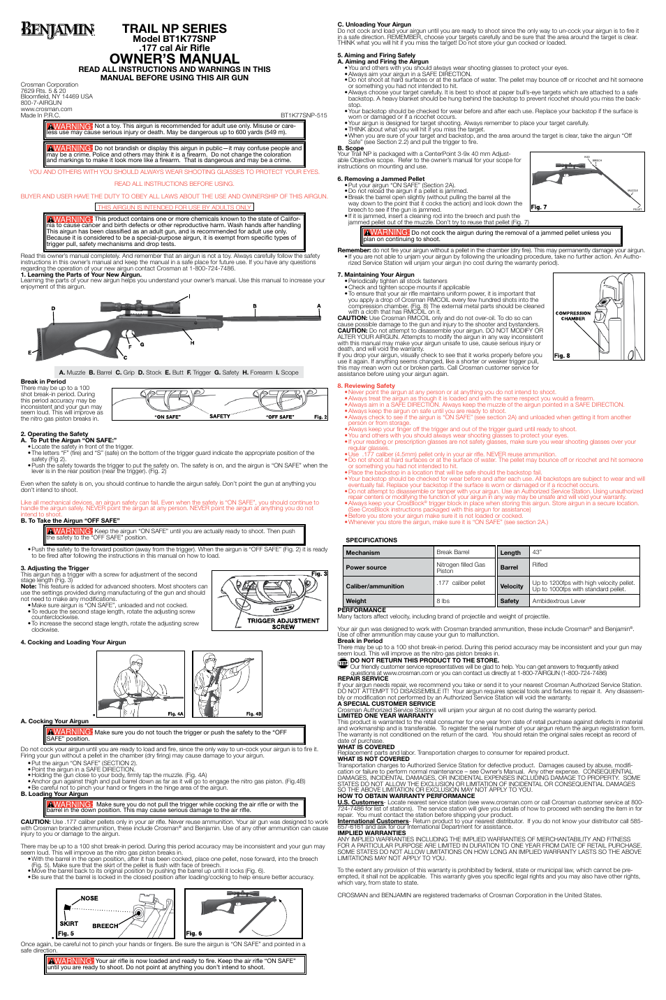 Crosman BT1K77SNP User Manual | 2 pages
