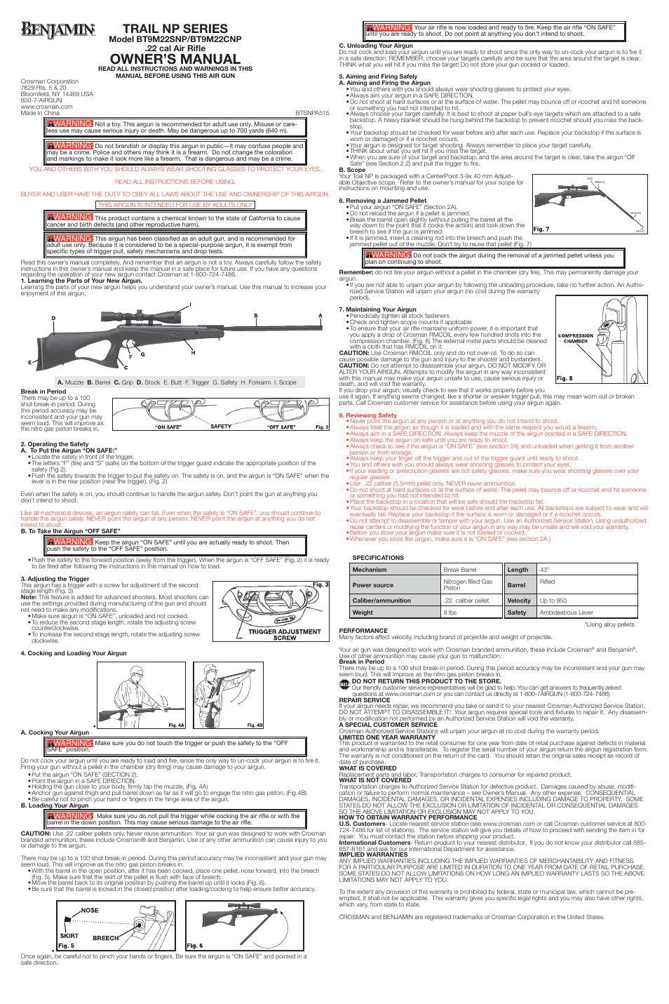 Crosman BT9M22CNP User Manual | 2 pages