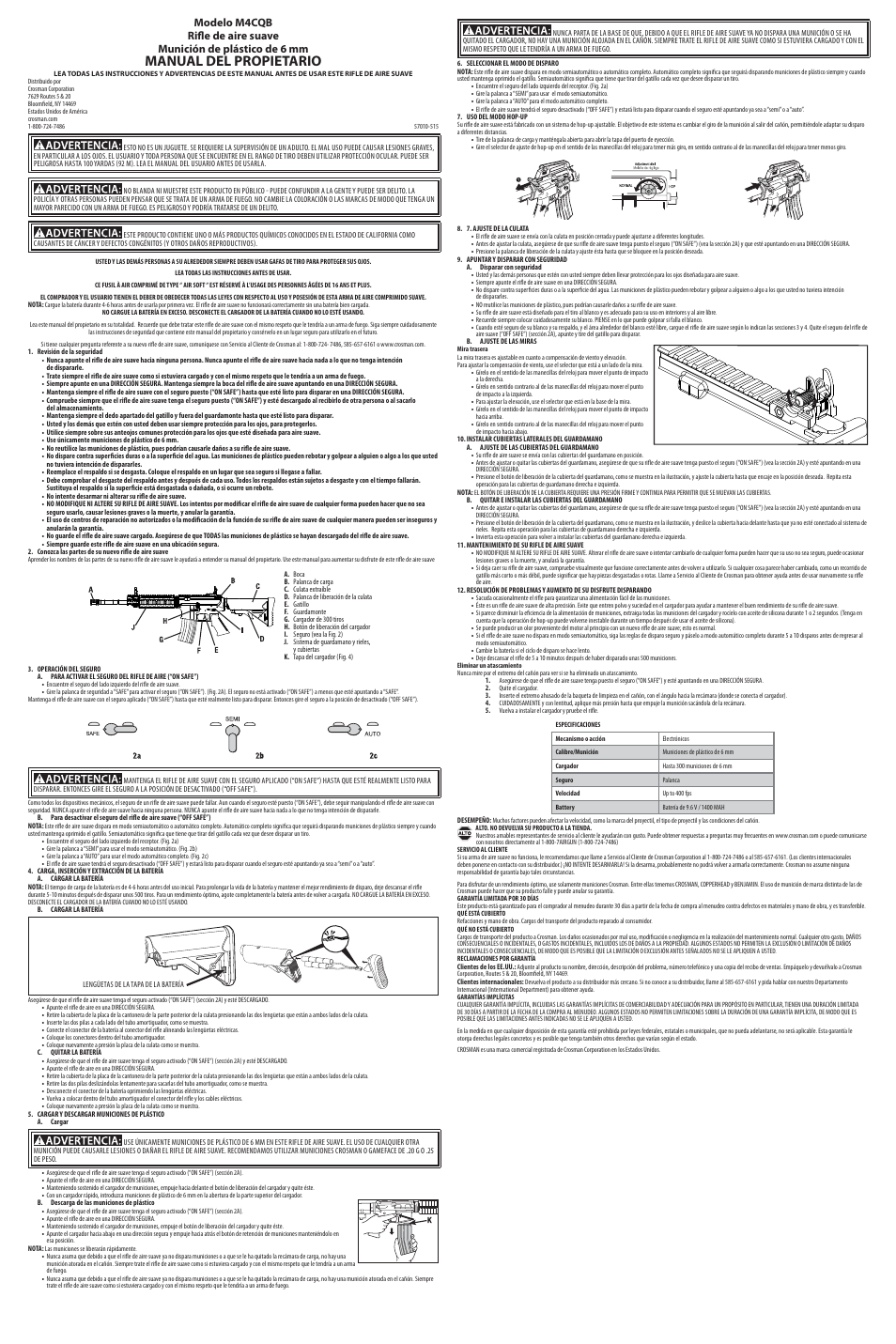 Manual del propietario | Crosman 50710 User Manual | Page 2 / 3