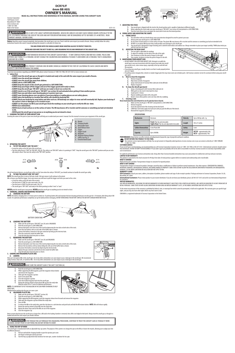 Crosman DCR75F User Manual | 3 pages