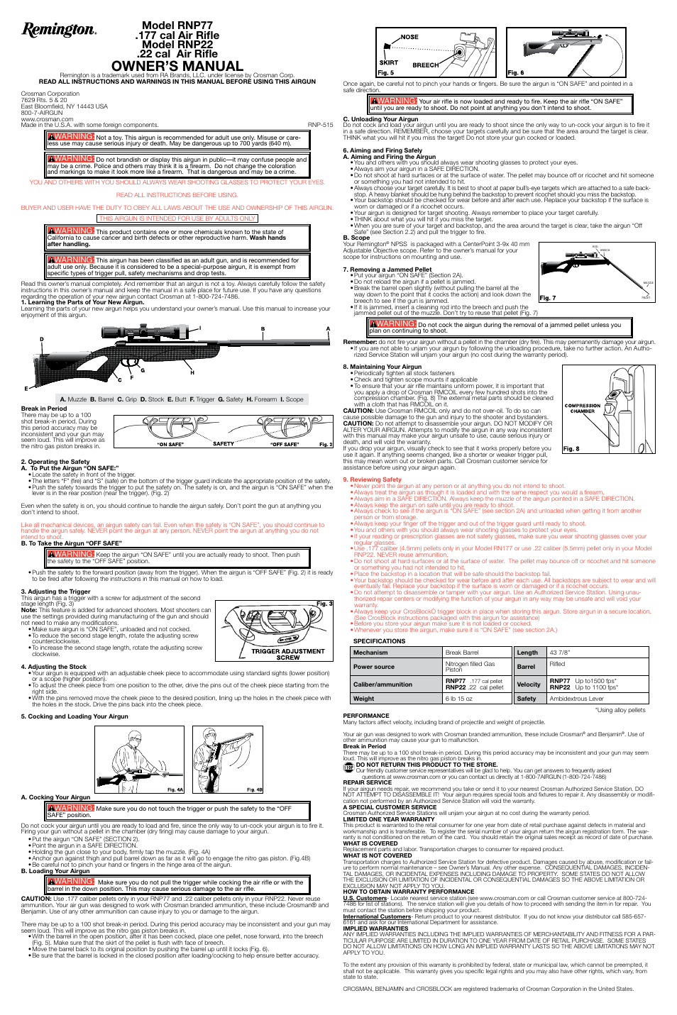 Crosman RNP77 User Manual | 2 pages