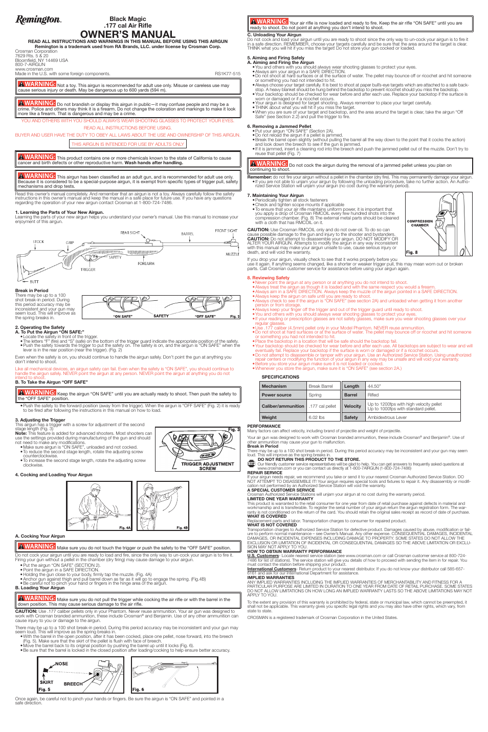 Crosman RS1K77 User Manual | 2 pages