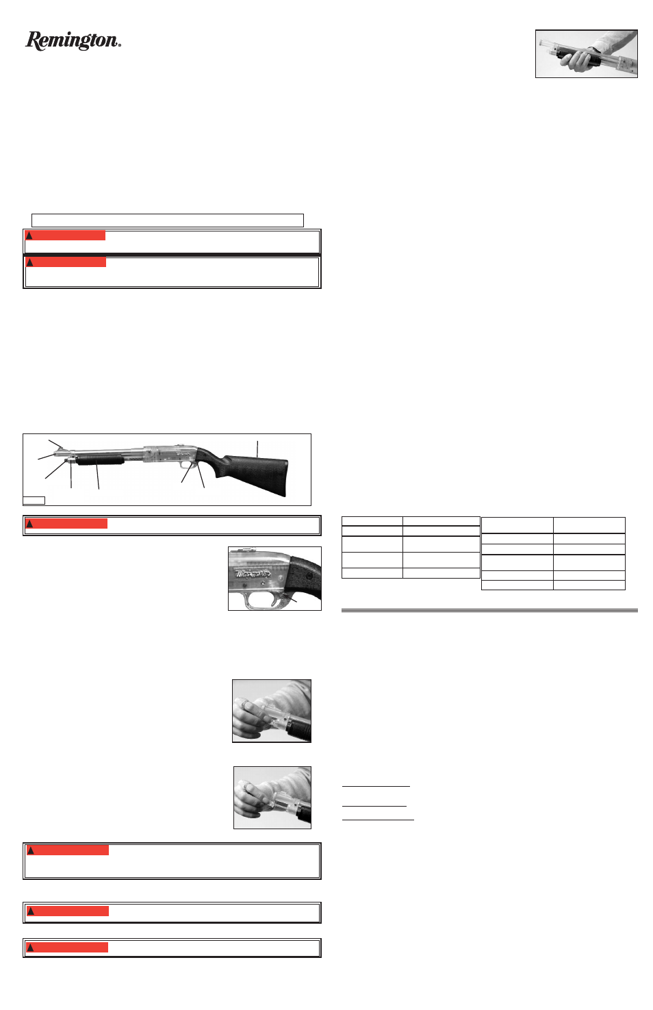 Manual del propietario, Modelo remington wingmaster rifle de aire suave, Municiones de plástico de 6mm | Advertencia | Crosman RWMSA User Manual | Page 2 / 3