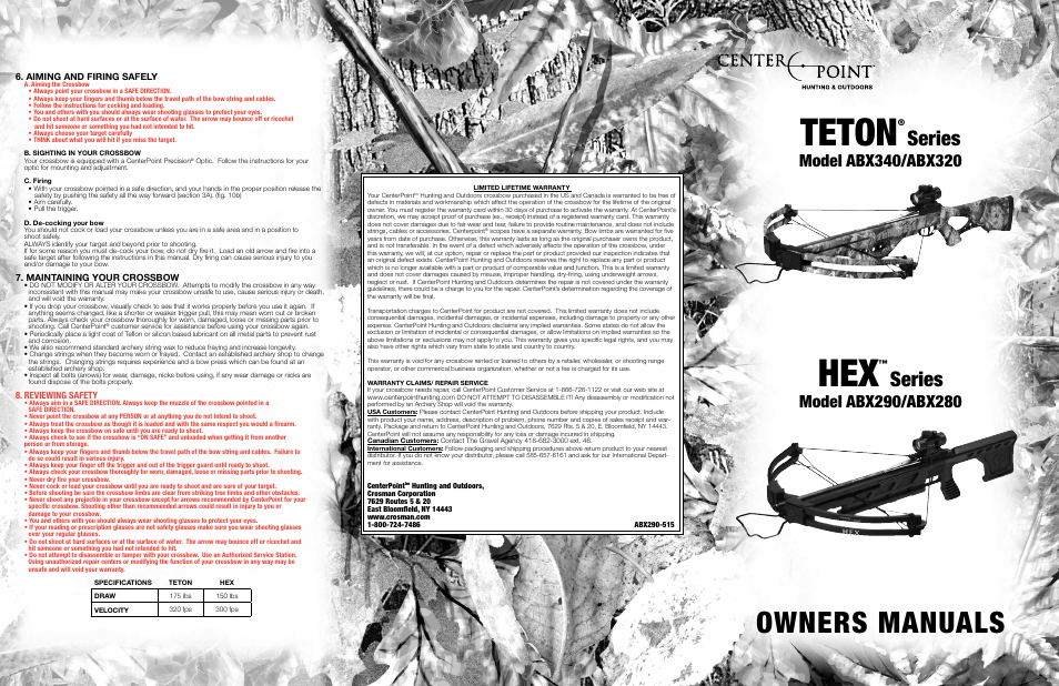 Crosman ABX340 User Manual | 2 pages