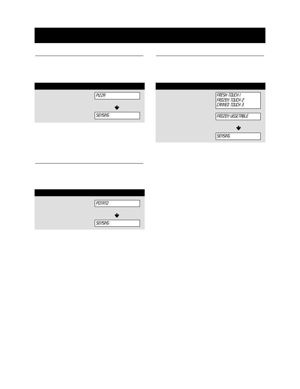 Using your microwave oven, Pizza (sensor), Potato (sensor) | Vegetable (sensor) | Bosch HMV9302 User Manual | Page 16 / 32