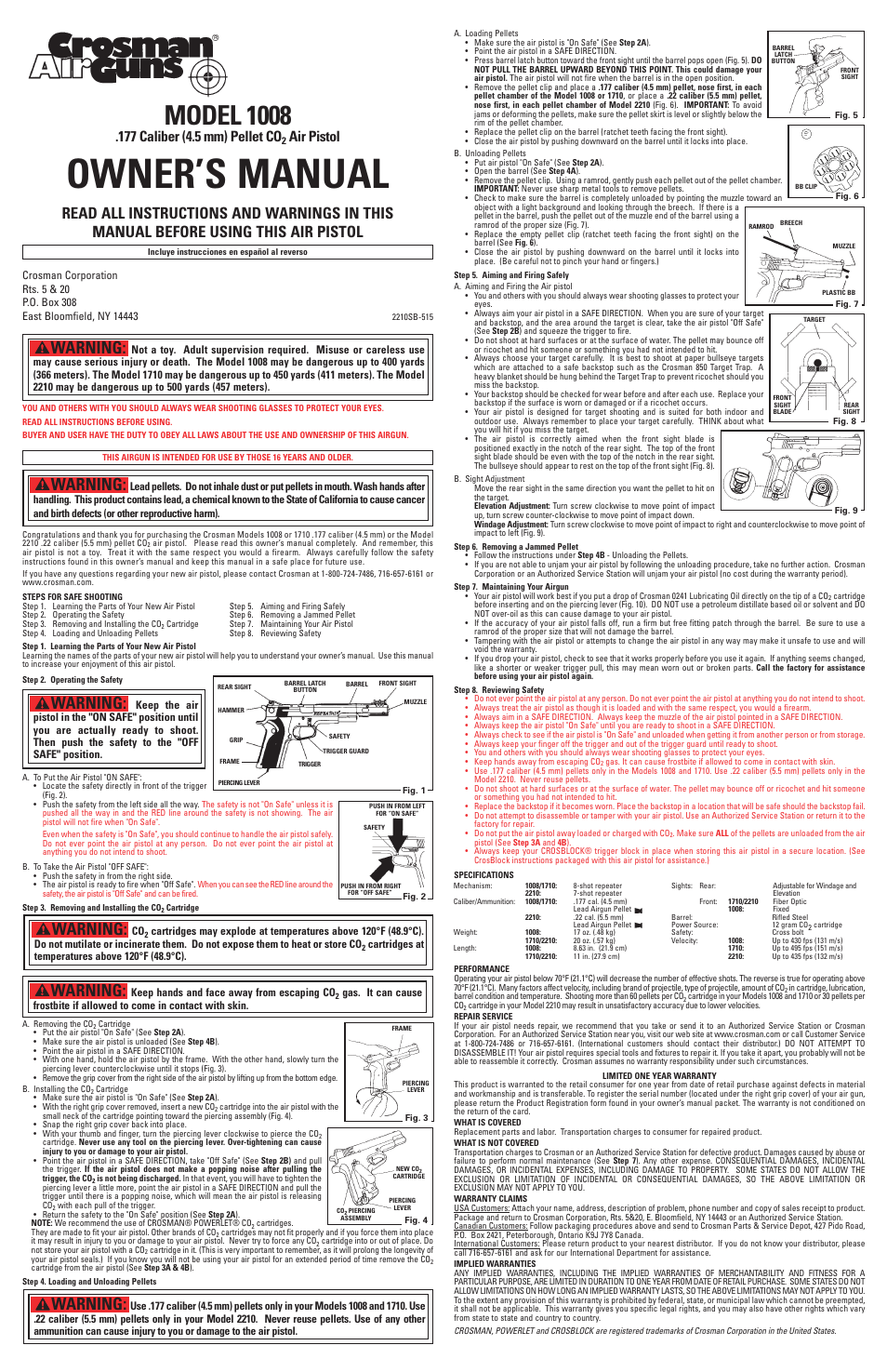 Crosman 1008 (1997-Present) User Manual | 1 page