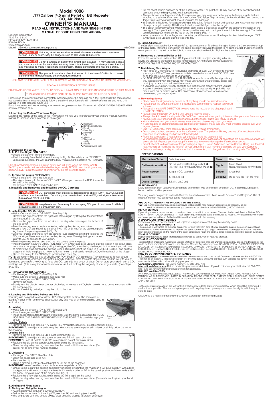 Crosman 1088 User Manual | 3 pages