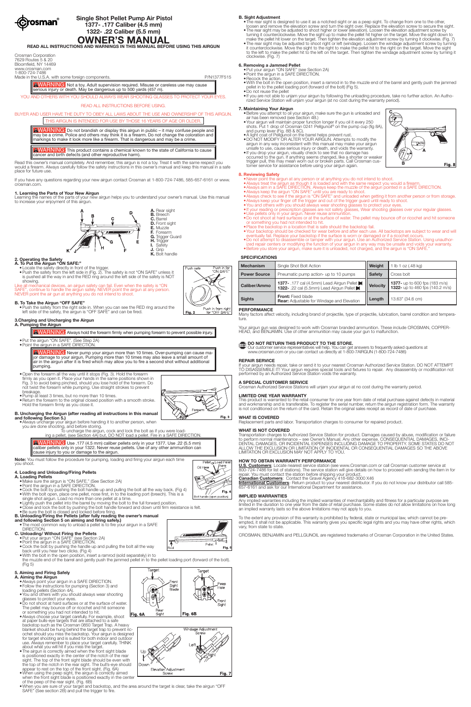 Crosman 1322C User Manual | 2 pages