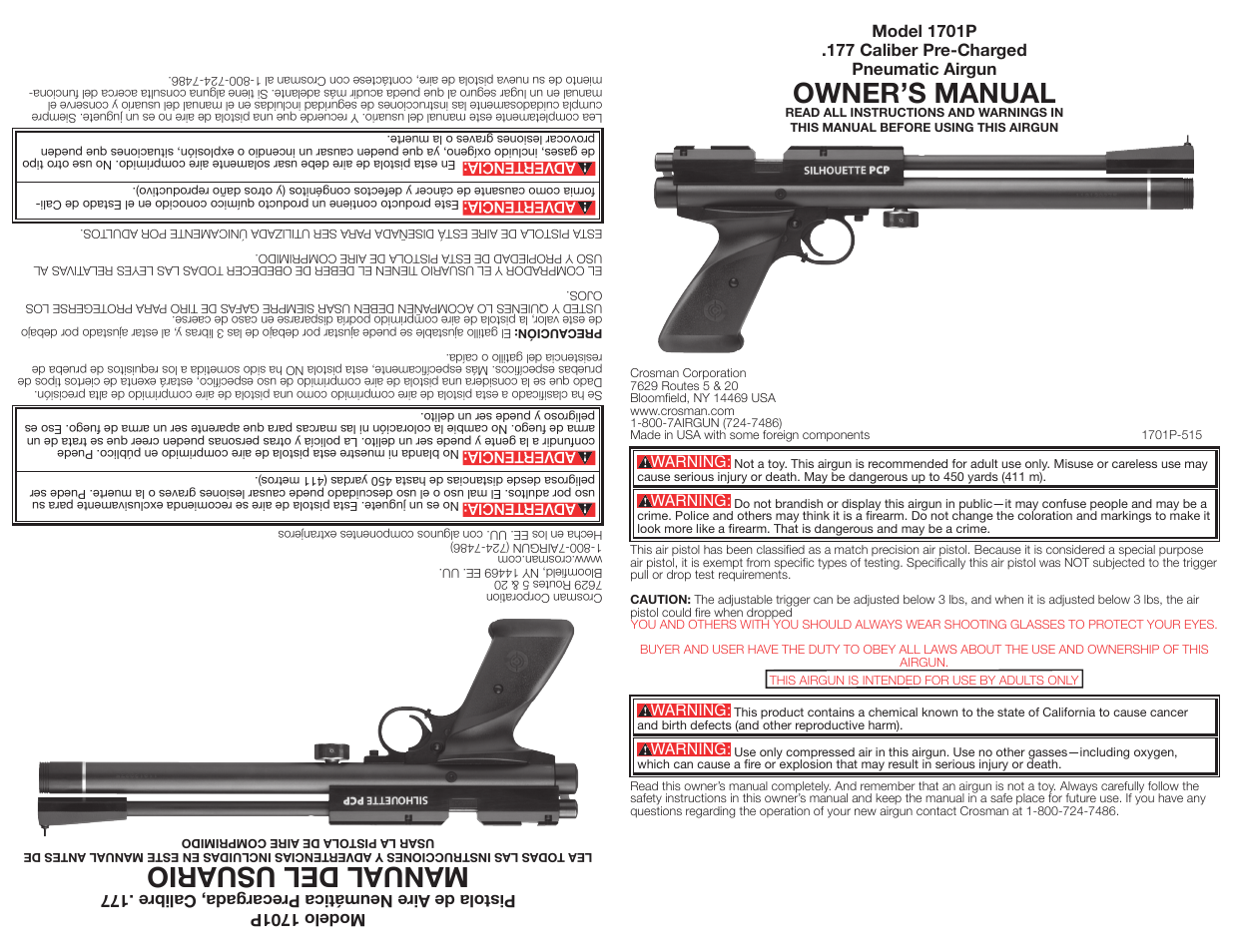 Crosman 1701P User Manual | 10 pages