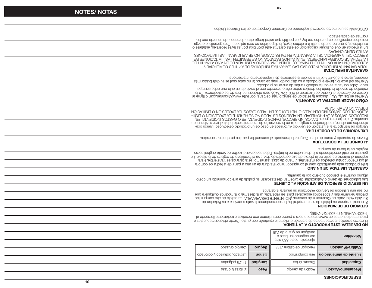 Crosman 1701P User Manual | Page 10 / 10