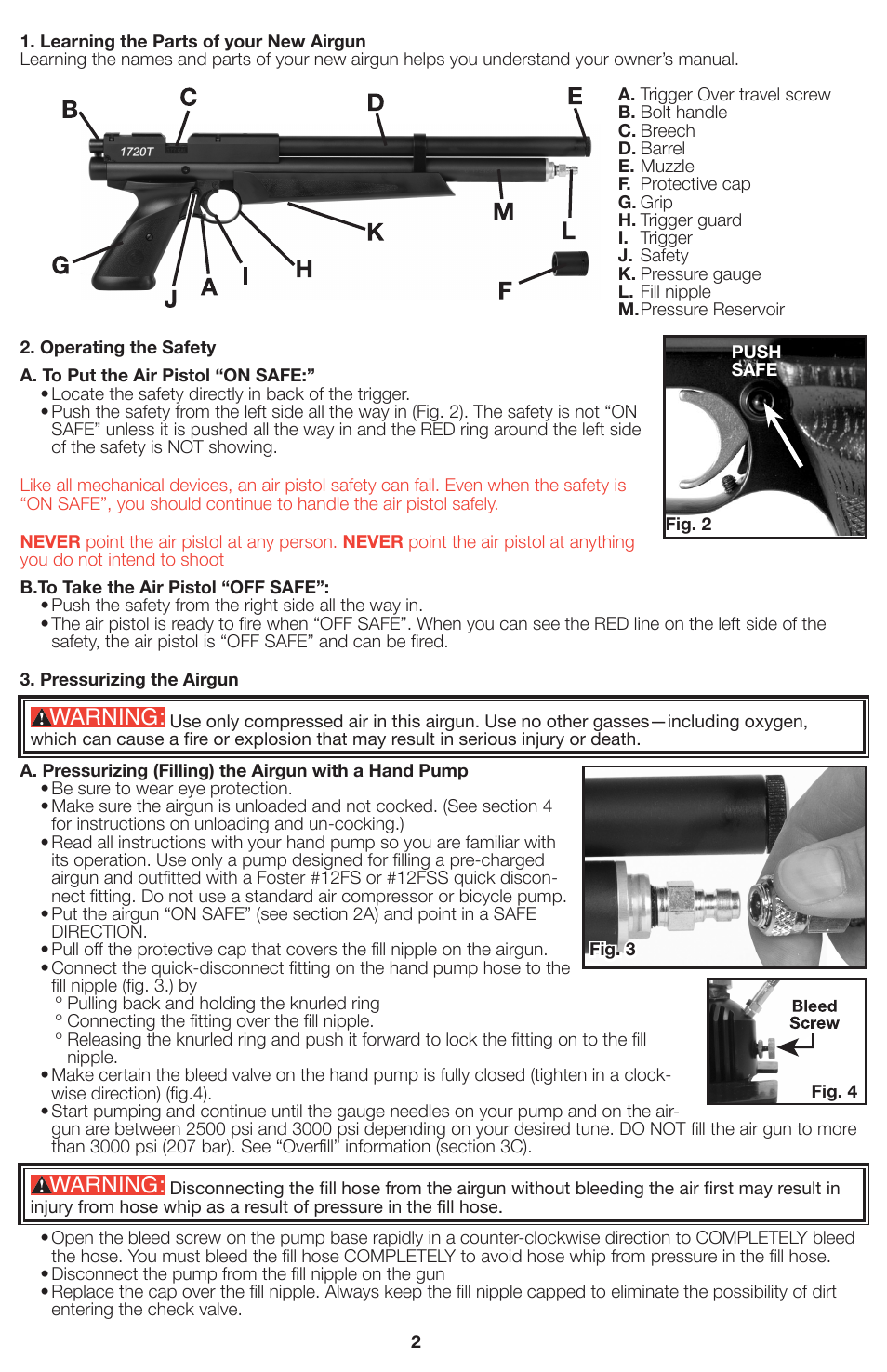 Warning | Crosman 1720T User Manual | Page 2 / 8