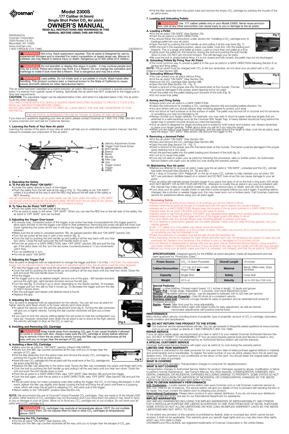 Crosman 2300S (2006 - 2007) User Manual | 3 pages
