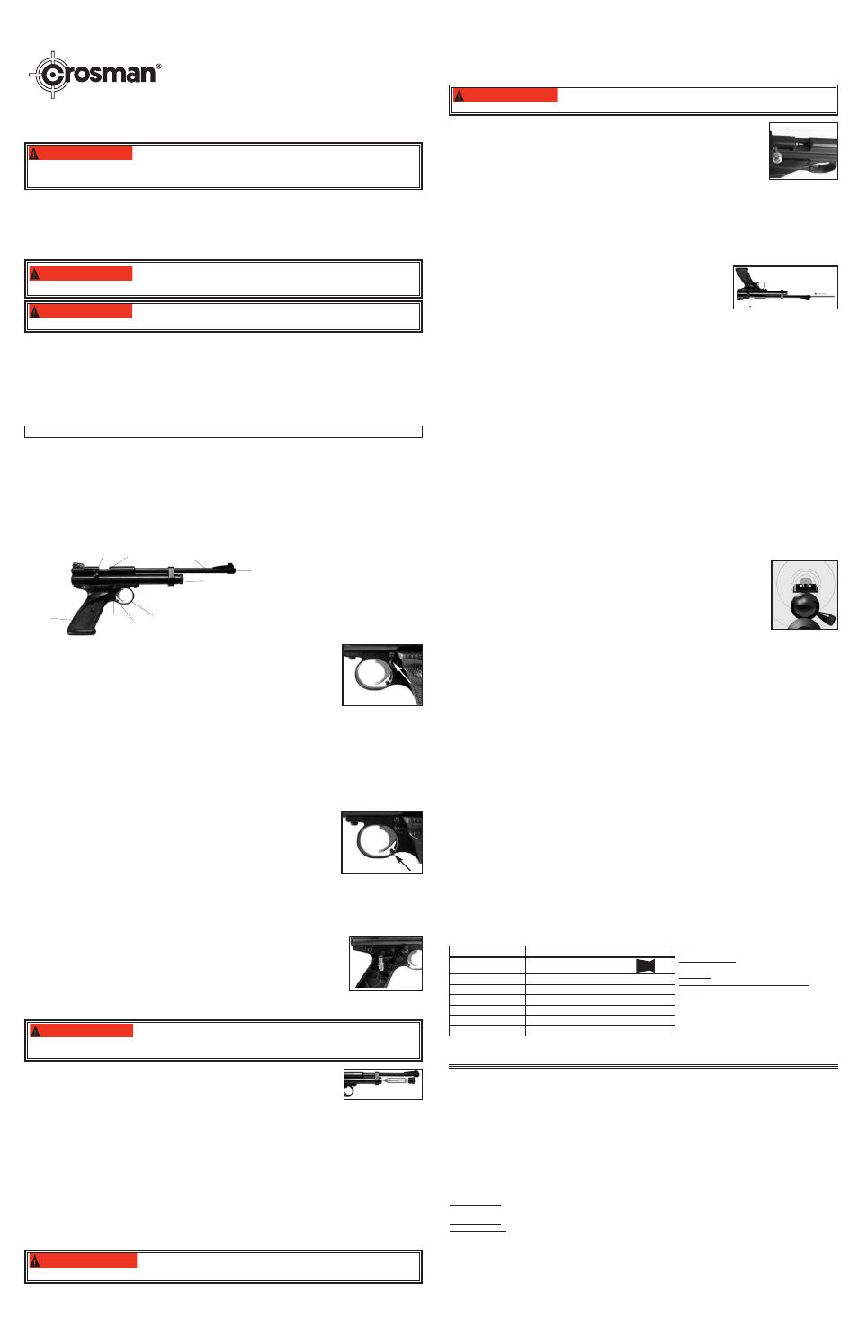 Modelo 2300t, Manual del propietario, Advertencia | Crosman 2300T User Manual | Page 2 / 3