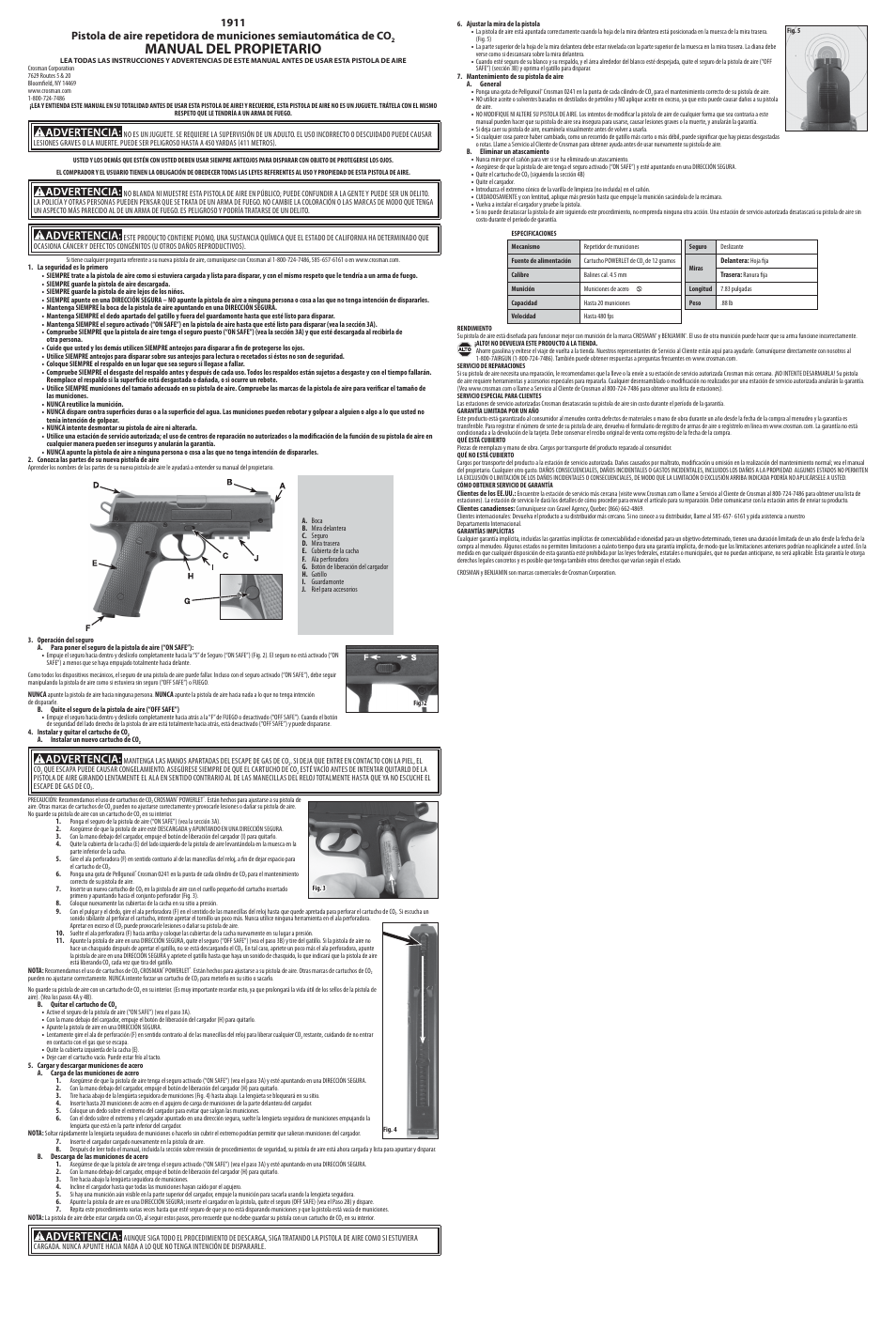 Manual del propietario | Crosman 40005 User Manual | Page 2 / 3