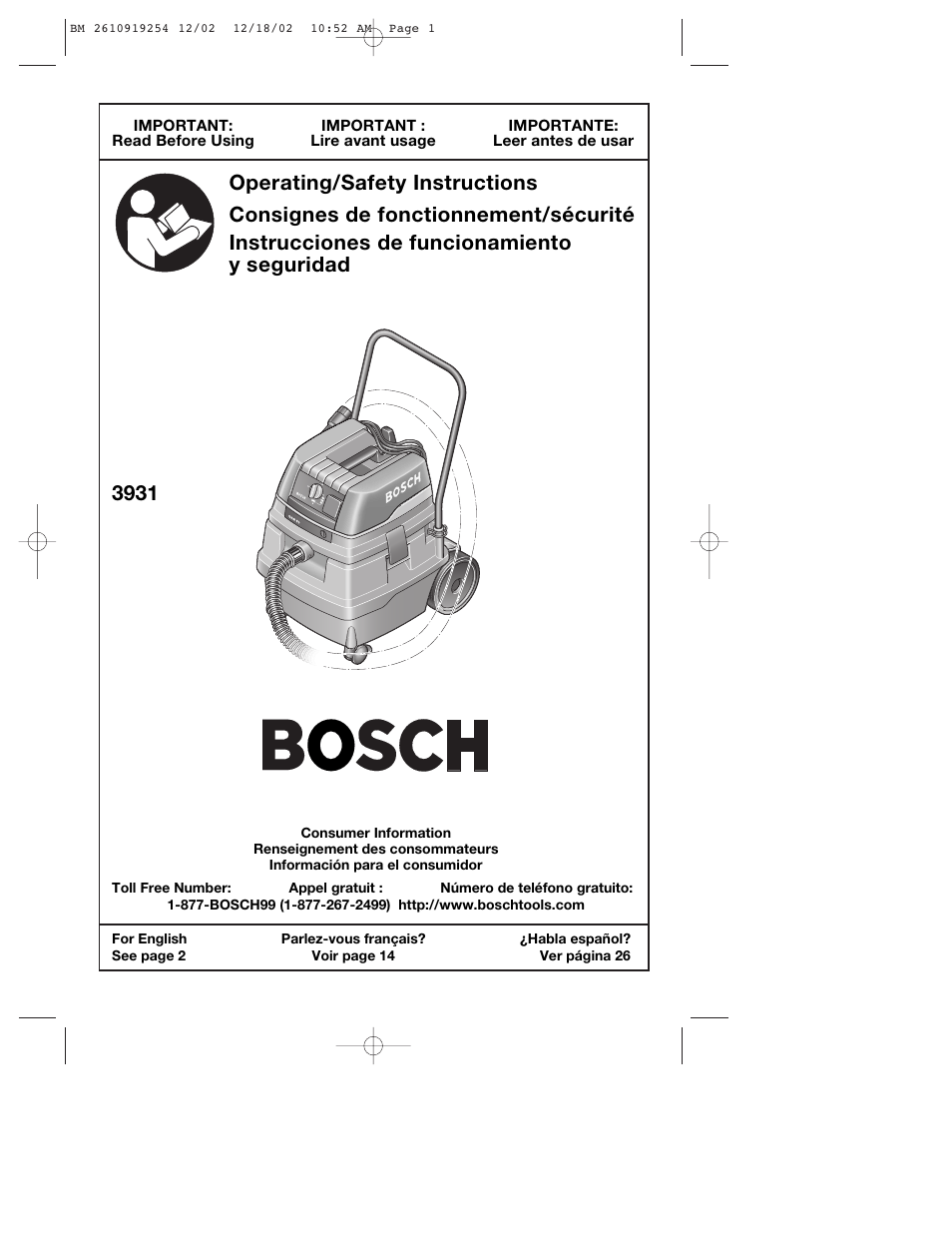 Bosch 3931 User Manual | 40 pages