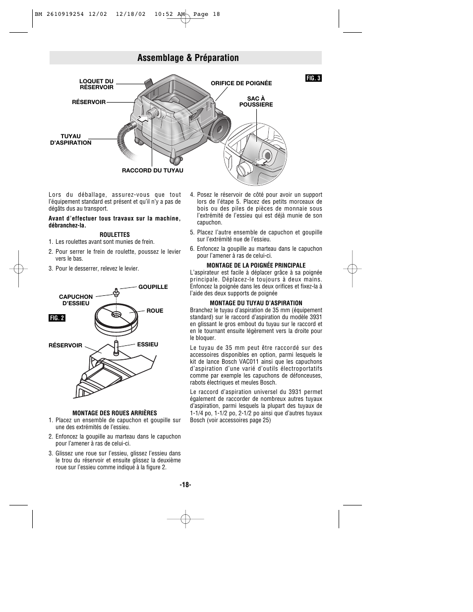 Assemblage & préparation | Bosch 3931 User Manual | Page 18 / 40