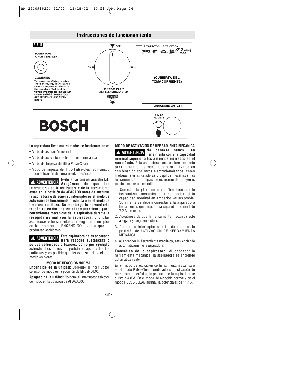 Instrucciones de funcionamiento | Bosch 3931 User Manual | Page 34 / 40