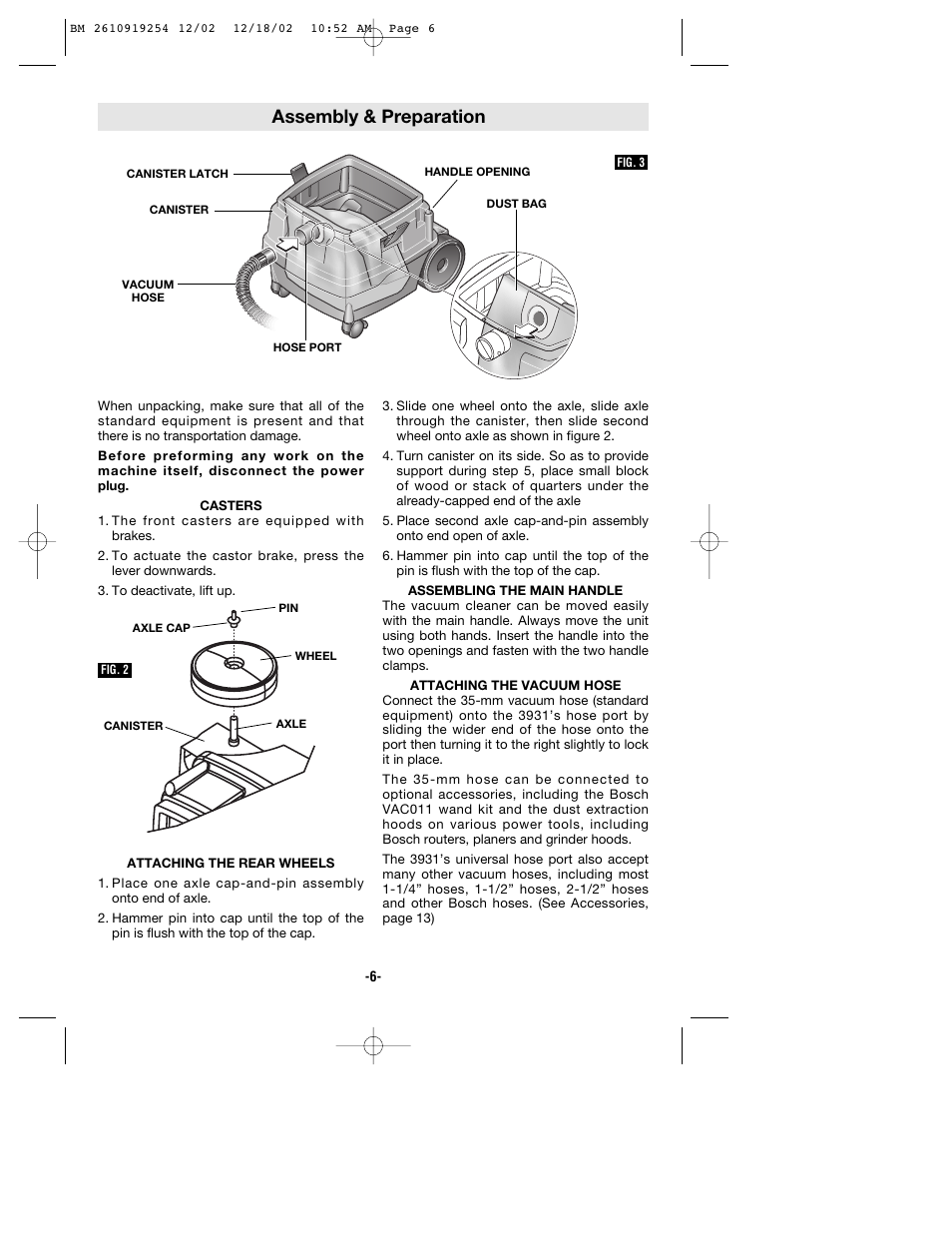 Assembly & preparation | Bosch 3931 User Manual | Page 6 / 40