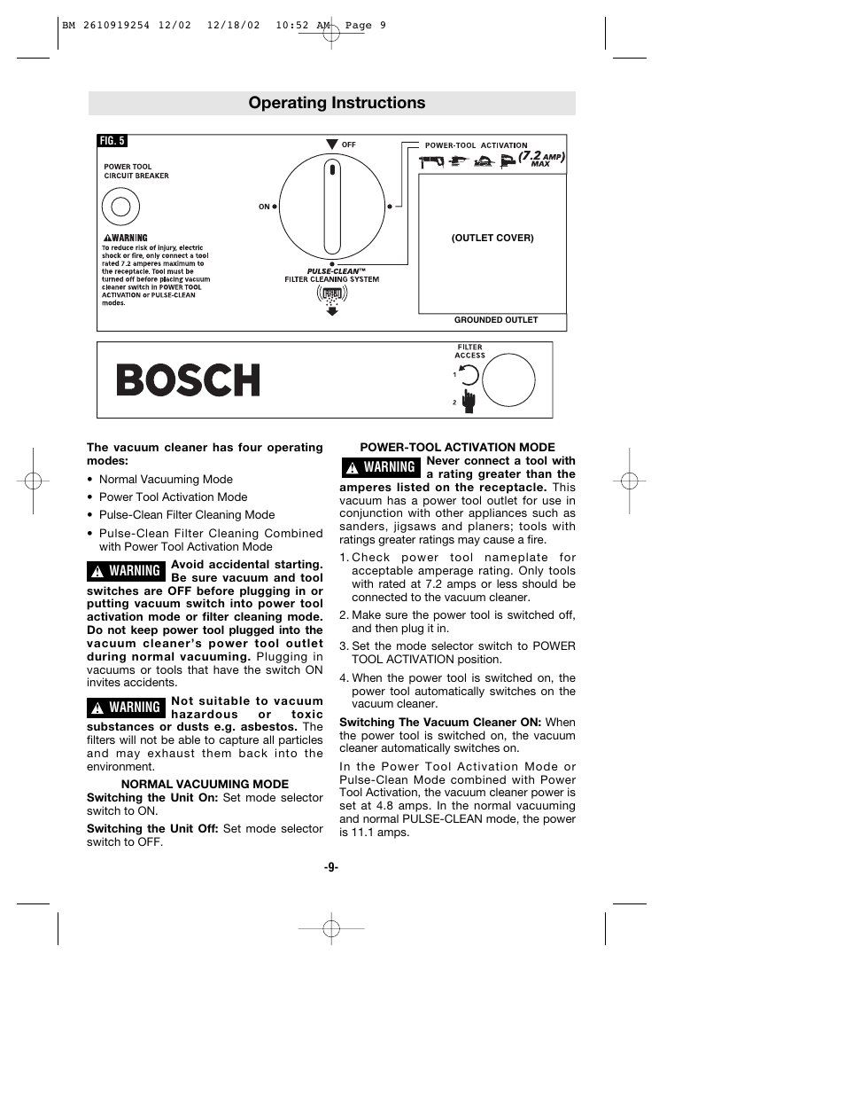 Operating instructions | Bosch 3931 User Manual | Page 9 / 40