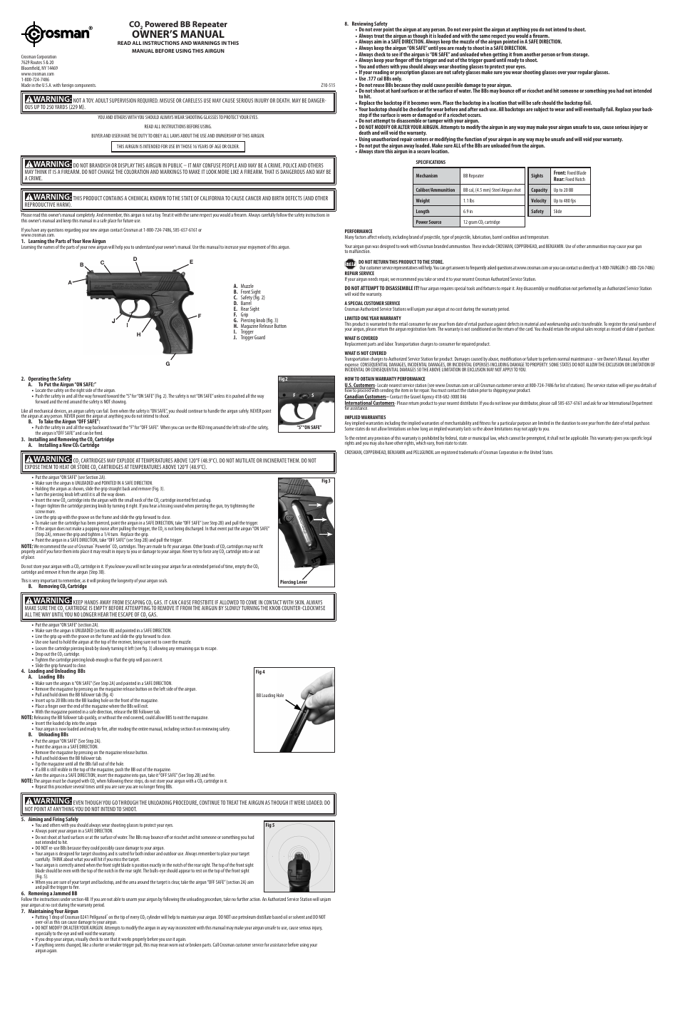 Crosman 40121 User Manual | 3 pages