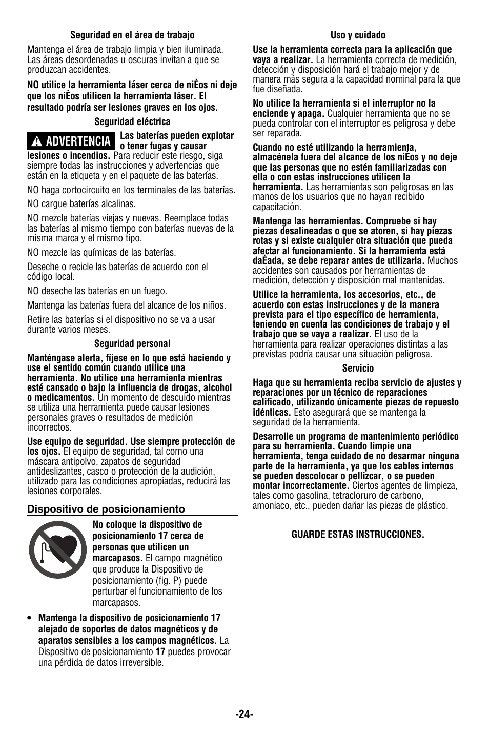 Advertencia | Bosch GLL2-50 User Manual | Page 24 / 32