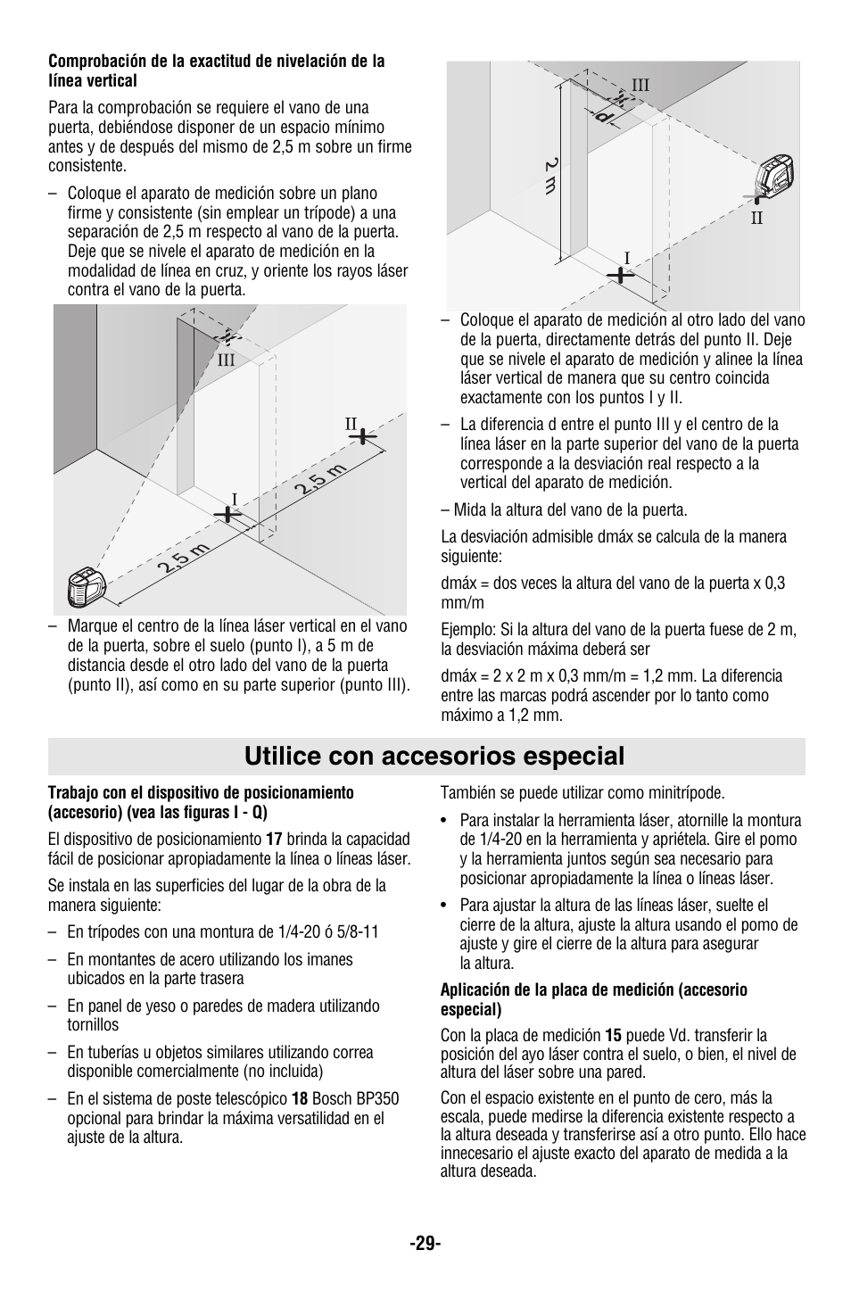 Utilice con accesorios especial | Bosch GLL2-50 User Manual | Page 29 / 32