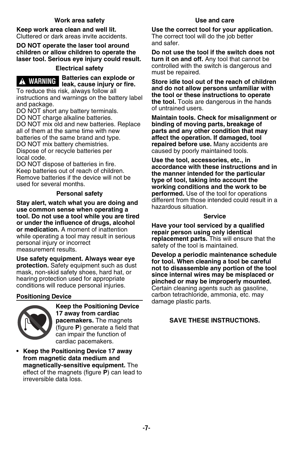 Warning | Bosch GLL2-50 User Manual | Page 7 / 32