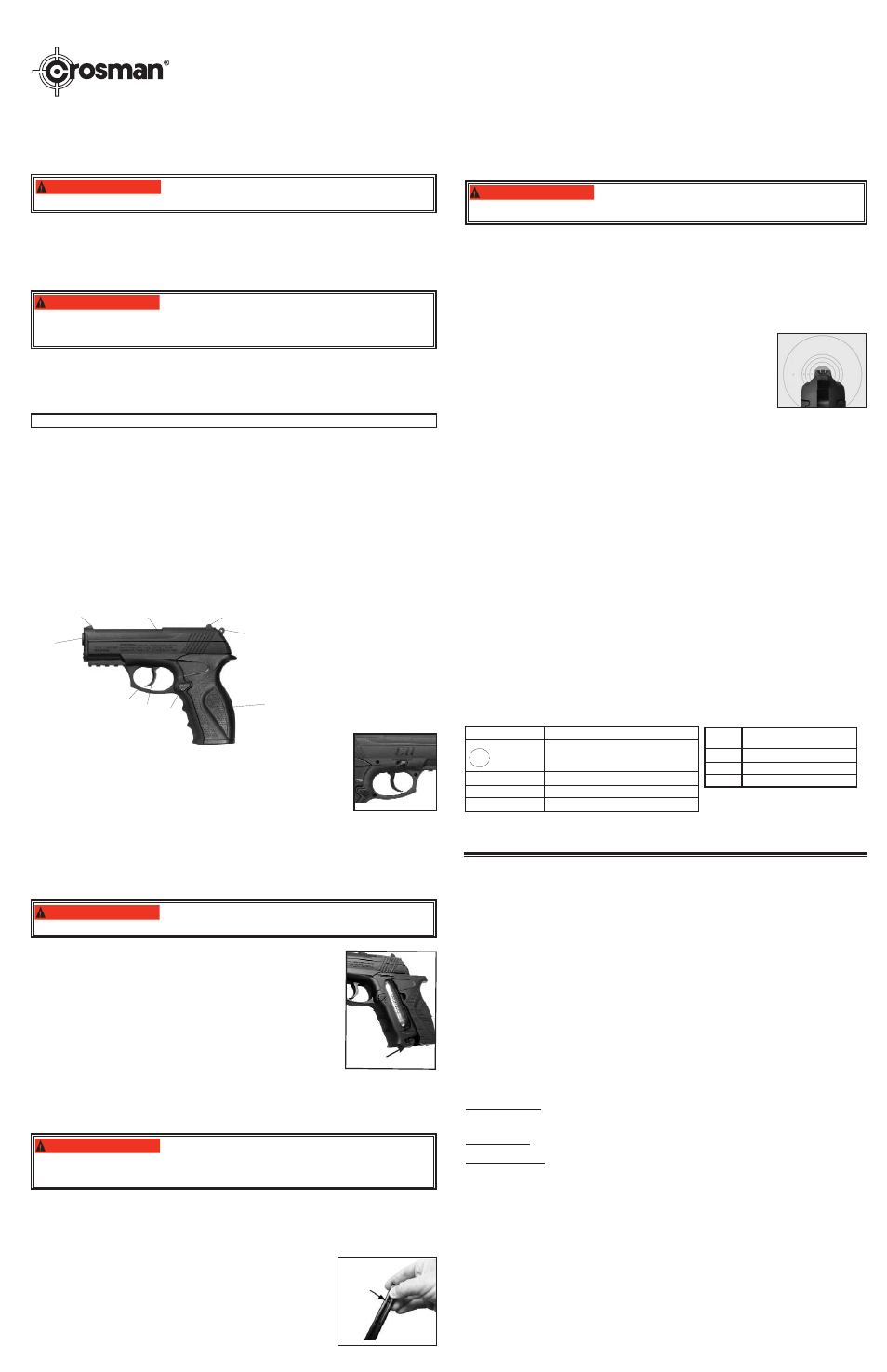 Modèle c11, Guide d'utilisation, Pistolet à air comprimé co2 bb à répétition | Mise en garde | Crosman C11 User Manual | Page 3 / 3