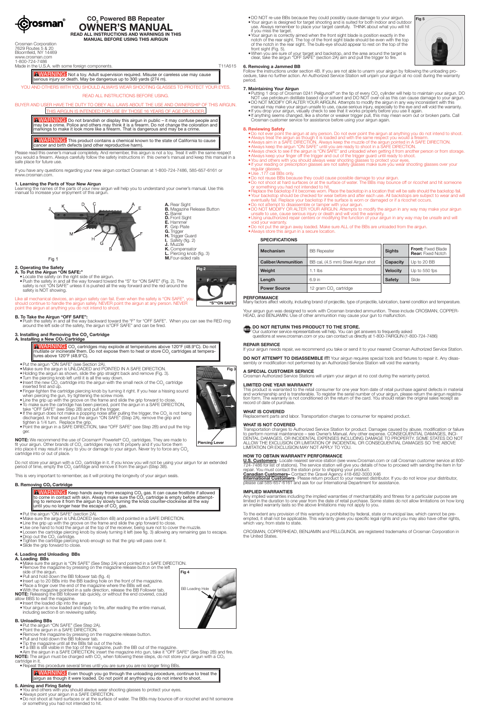 Crosman C11T User Manual | 2 pages